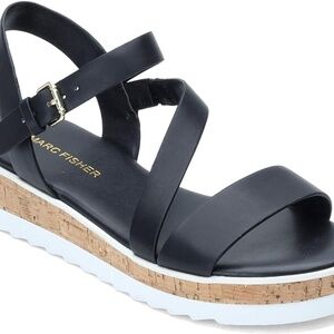 Marc Fisher Women’s Grandie Wedge Sandals Black Size 8.5